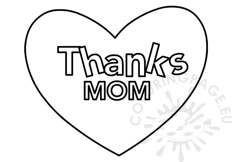 Thanks Mom Heart | Coloring Page