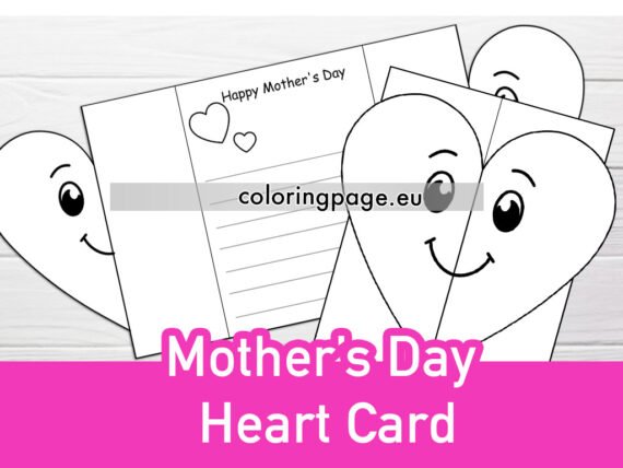 Printable Mother's Day folding heart card | Coloring Page