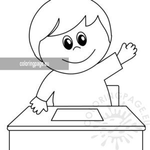 Boy Raising Hand | Coloring Page
