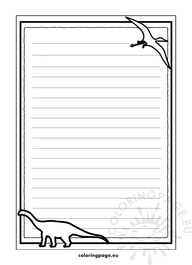 dinosaur-writing-paper-coloring-page