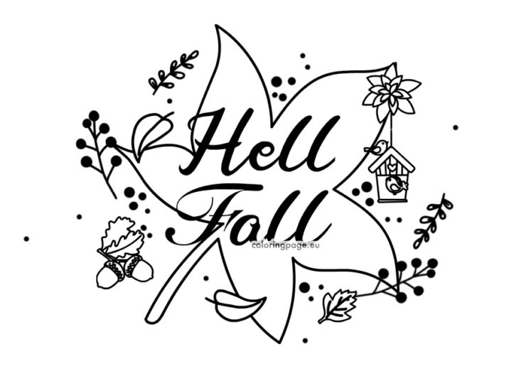 Printable Hello Fall | Coloring Page