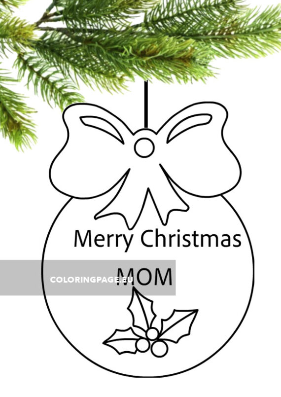 Merry Christmas Mom ornament | Coloring Page