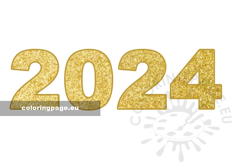 Gold Glitter 2024 Coloring Page
