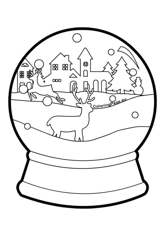 Reindeer Snow Globe | Coloring Page