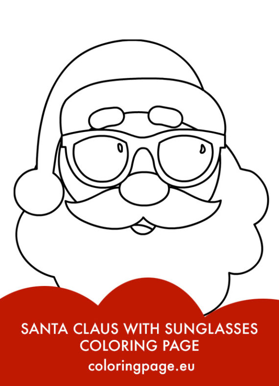 Santa with sunglasses | Coloring Page