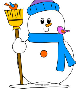 snowman broom birds