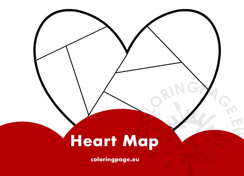 Heart Map Coloring Page Heart Map Coloring Page