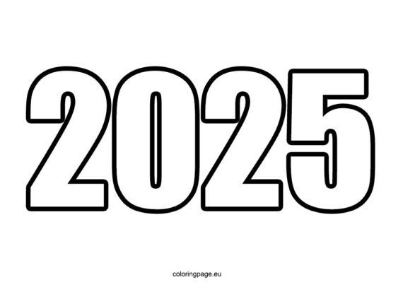 Free Printable 2025 Coloring Page 2025 570x413