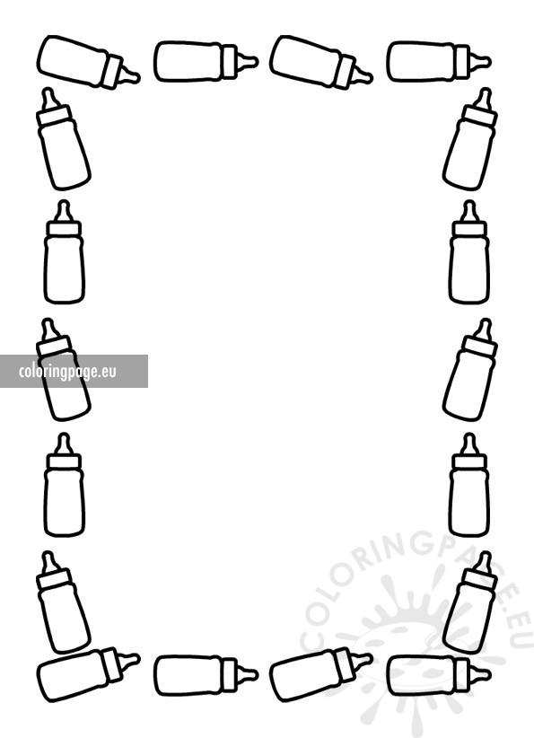 Baby Bottle Border | Coloring Page