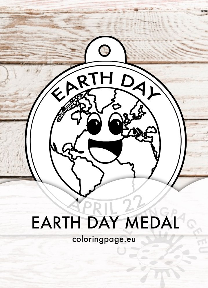earth day medal coloring