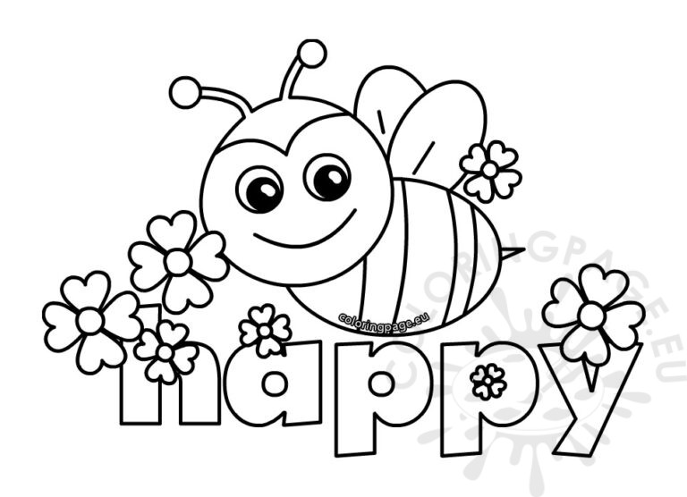 Cute bee happy | Coloring Page