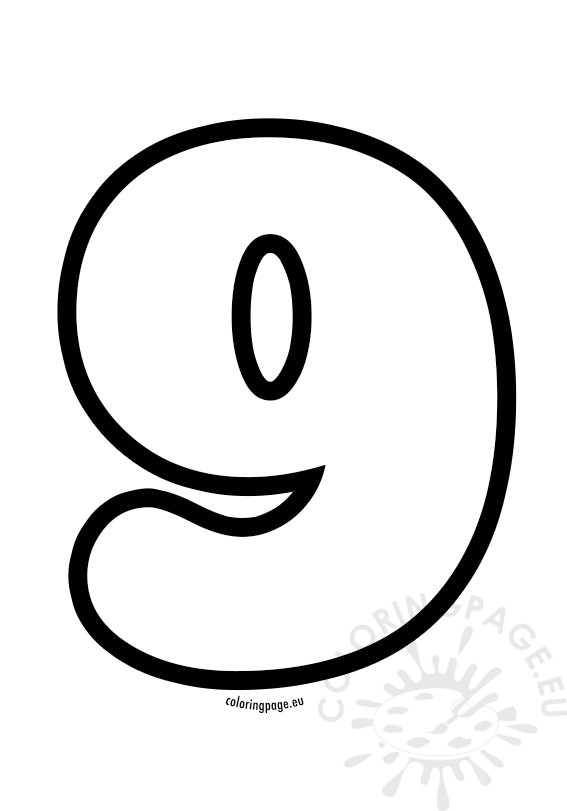 Printable Bubble number 9 | Coloring Page