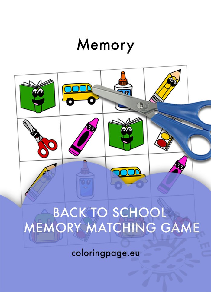 back school memory matching game