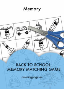 Printable Back to School Matching Game