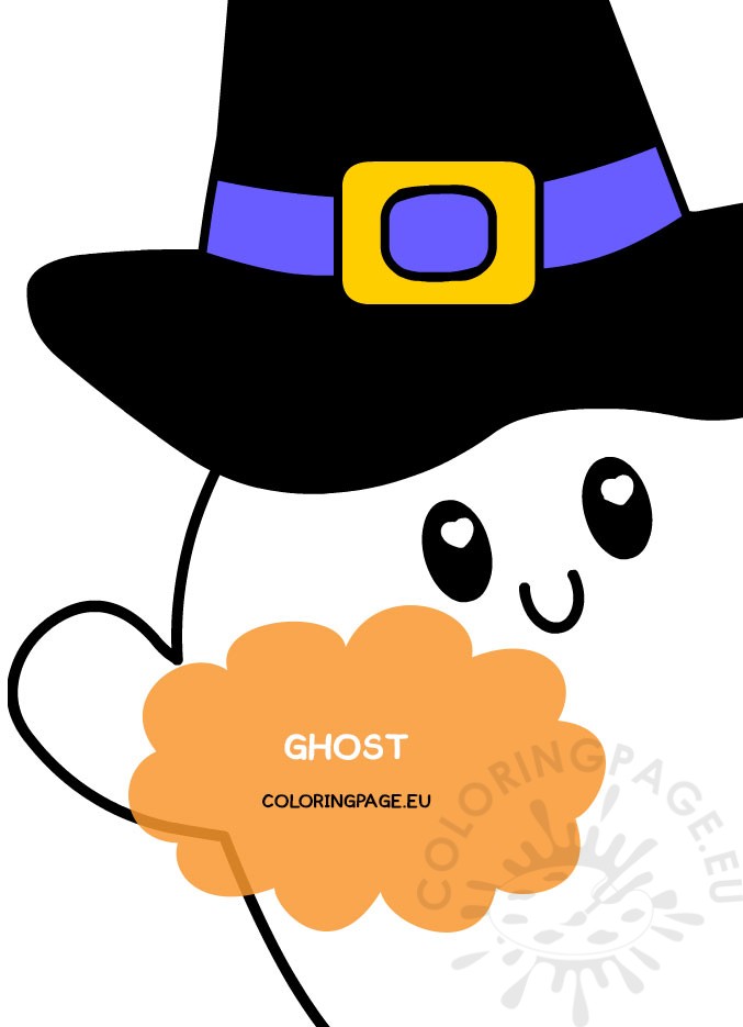 cute ghost wearing hat