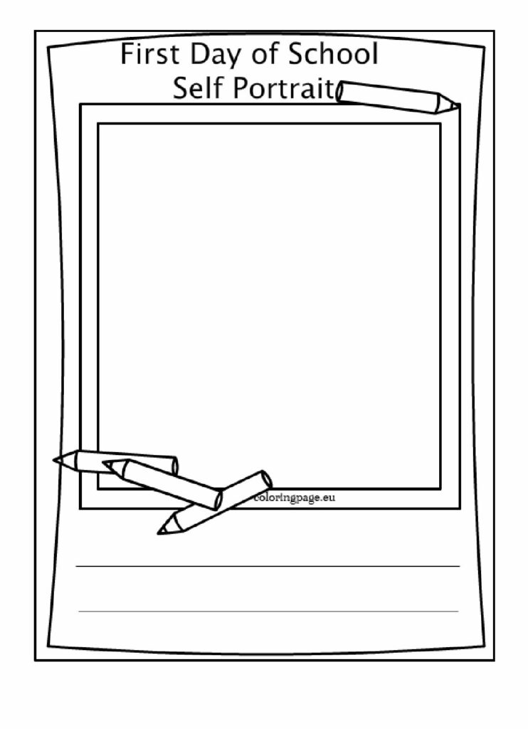 First Day of School Self Portrait Frame | Coloring Page