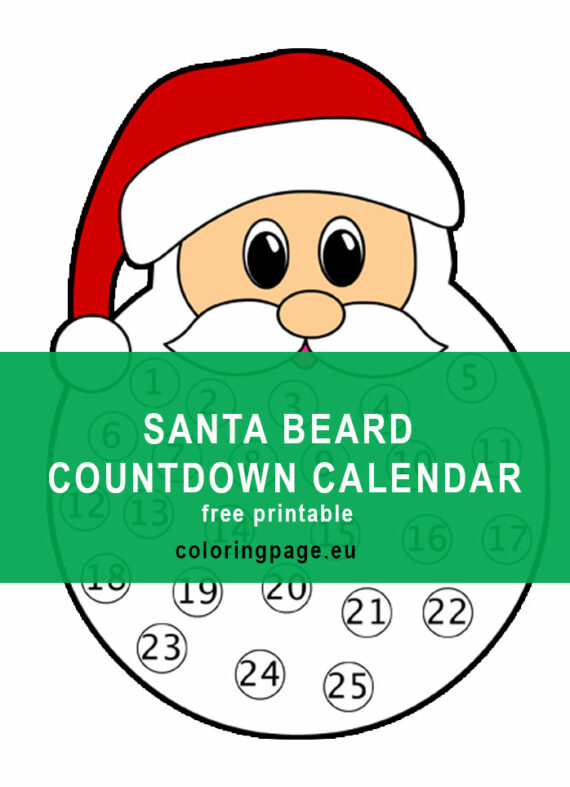 Santa Beard Countdown Calendar Coloring Page