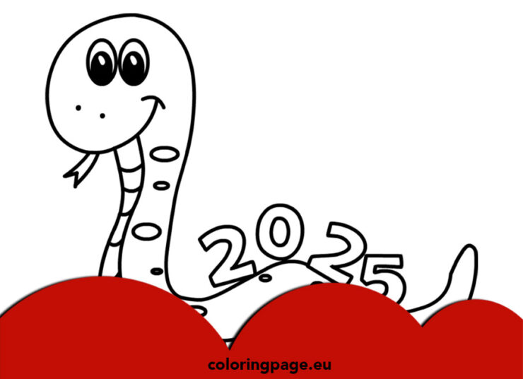 New Year 2025 snake Coloring Page