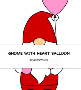 gnome with heart balloon