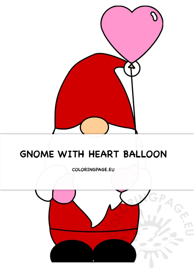 gnome with heart balloon