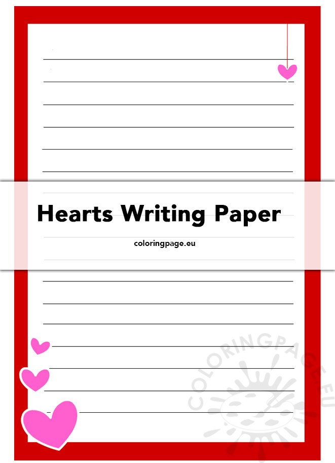 hearts writing paper