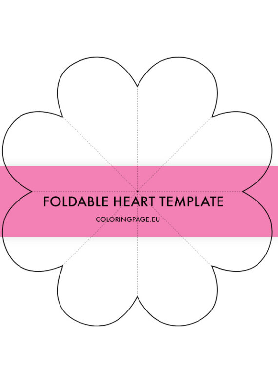Foldable heart template Coloring Page Foldable heart template Coloring Page