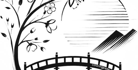 bridge with cherry tree