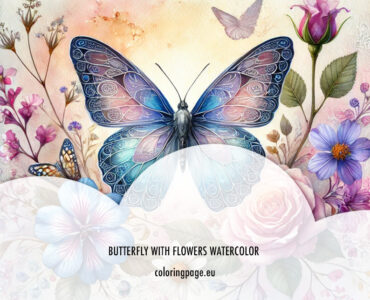 butterfly flowers watercolor