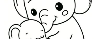 elephant mother baby coloring page