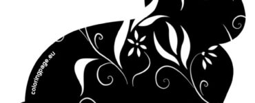 floral easter bunny silhouette