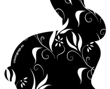 floral easter bunny silhouette