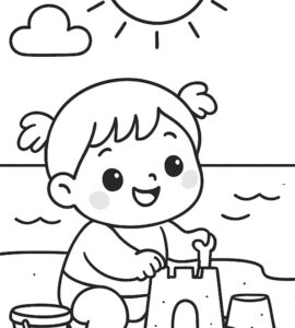girl sand castle