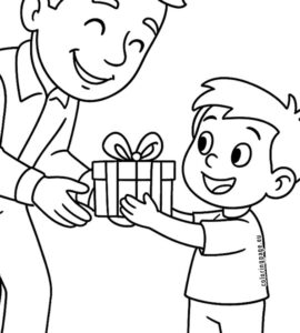 child giving gift to dad
