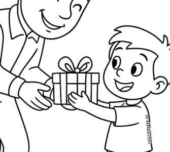 child giving gift to dad