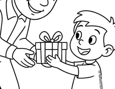 child giving gift to dad