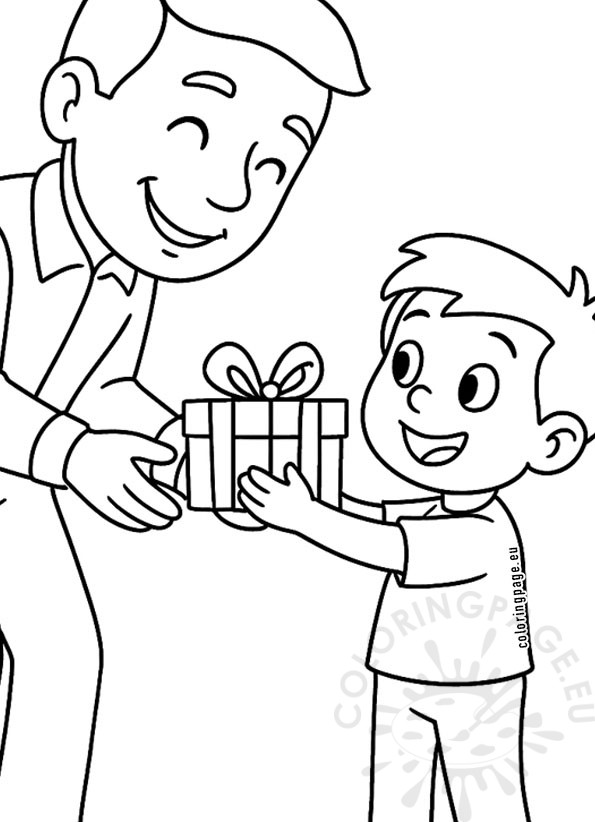 child giving gift to dad