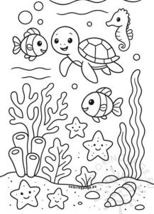 Coral reef black and white