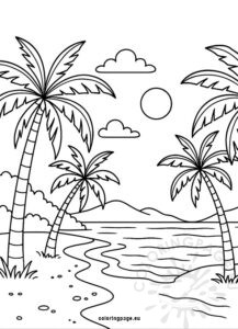Tropical beach with palm trees