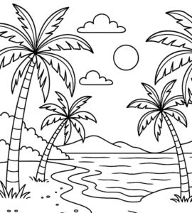 tropical beach palm trees