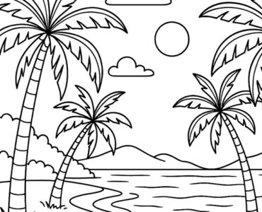 tropical beach palm trees