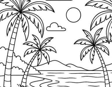 tropical beach palm trees