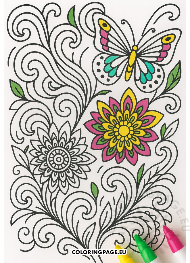 butterfly mandala flowers