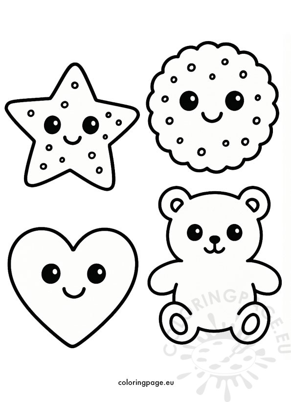 Cute Shaped Cookies Coloring Page