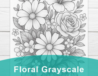 floral grayscale coloring