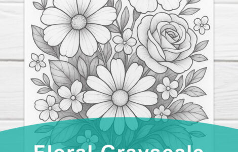 floral grayscale coloring