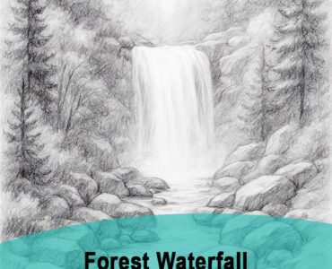 forest waterfall pencil drawing