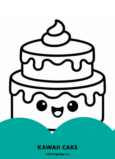 Kawaii cake coloring page | Coloring Page