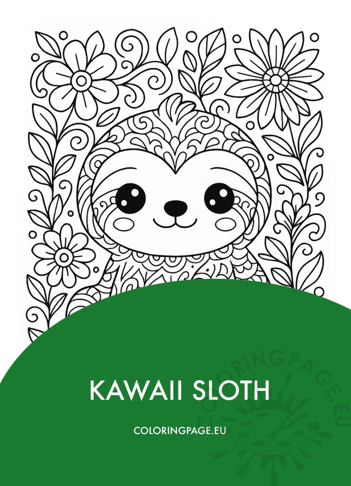 kawaii sloth intricate animal