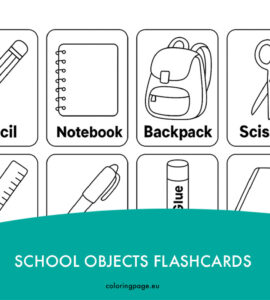 printable school objects flashcards