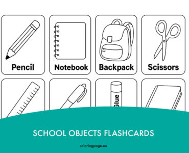 printable school objects flashcards